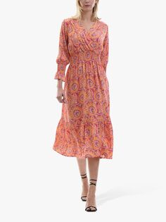 Многоярусное платье-миди James Lakeland, оранжевое