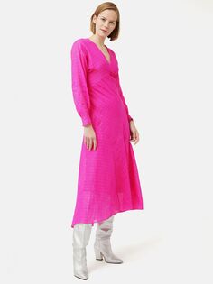 Платье макси из шелкового льна Jigsaw Gauze, розовое