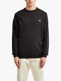 Классический вязаный джемпер с круглым вырезом Fred Perry, черный