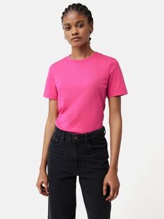 Хлопковая футболка с круглым вырезом Jigsaw Supima, розовая