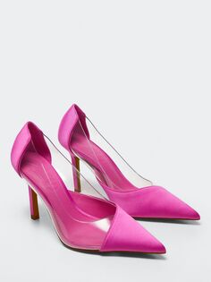 Туфли-лодочки из плексигласа Mango с острым носком, ярко-розовый