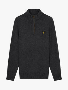 Джемпер с воротником на молнии 1/4 Lyle &amp; Scott, темно-серый меланж