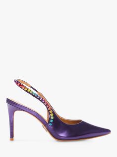 Moda in Pelle Divah Кожаные туфли-лодочки с декорированной пяткой, Фиолетовый