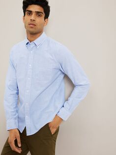 Оксфордская рубашка в полоску John Lewis, синяя