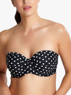 Panache Anya Spot Twist Бикини-топ бандо, черный/белый