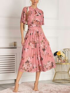 Платье миди из сетки с цветочным принтом Jolie Moi Danika, розово-лиловый