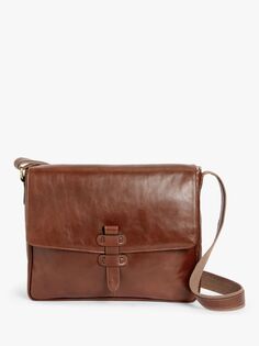 Кожаная сумка-мессенджер John Lewis Made in Italy коричневая.