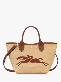 Longchamp Le Panier Pliage Холщовая сумка-корзина с верхней ручкой, коричневая