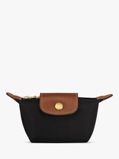 Кожаный кошелек для монет Longchamp Le Pliage, черный