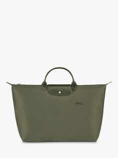 Большая дорожная сумка Longchamp Le Pliage из переработанного холста, лесной цвет
