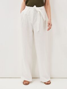 Льняные брюки с поясом Phase Eight Aaliyah, белые