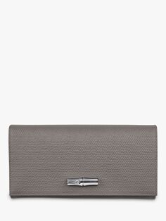 Кожаный кошелек Longchamp Roseau Continental, серый
