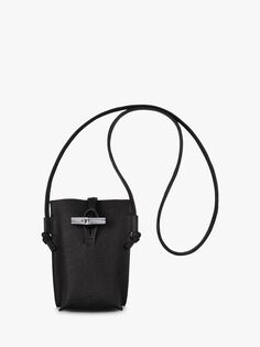 Кожаная сумка для телефона Longchamp Roseau, черная