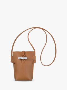 Кожаная сумка для телефона Longchamp Roseau, натуральный цвет