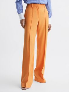 Reiss Emmy Широкие шерстяные брюки, оранжевый
