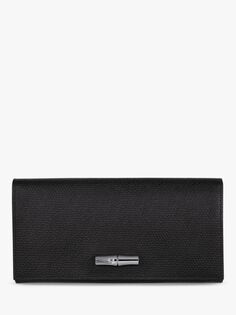 Кожаный кошелек Longchamp Roseau Continental, черный