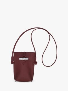 Кожаная сумка для телефона Longchamp Roseau, сливовый