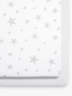 Простыни для кроватки Snüz Baby Stars, комплект из 2 предметов, серый/белый