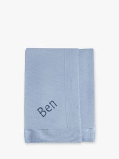 Персонализированное вязаное детское одеяло Babyblooms, синее