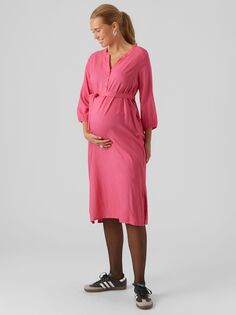 Платье-рубашка для беременных Mamalicious Misty Lia, цвет фуксия Fedora Mama.Licious