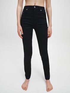 Джинсы скинни Calvin Klein с высокой посадкой и монограммой, черные