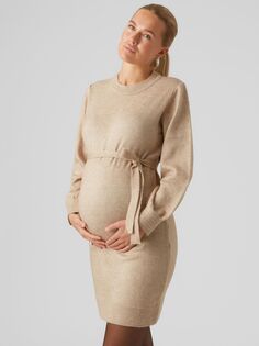 Трикотажное платье для беременных Mamalicious Newanna, нейтральный меланж Mama.Licious