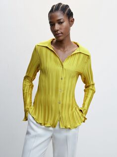 Рубашка с принтом Букет манго, ярко-желтая Mango