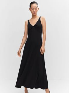 Трикотажное расклешенное платье Mango Cali, черное