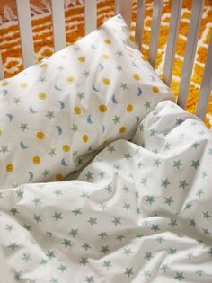 Двусторонний комплект пододеяльника и наволочки для малышей John Lewis Night and Day, детская кроватка (100 x 120 см)