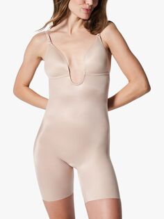 Боди Spanx Suit Your Fancy с глубоким вырезом и до середины бедра, телесный