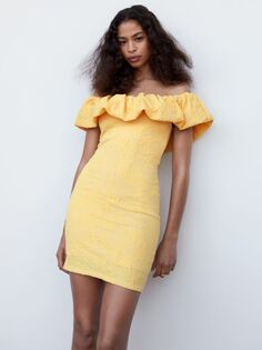 Текстурированное мини-платье Mango Gaste, желтое