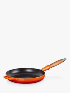 Фирменная чугунная сковорода Le Creuset с деревянной ручкой, вулканического происхождения, 24 см