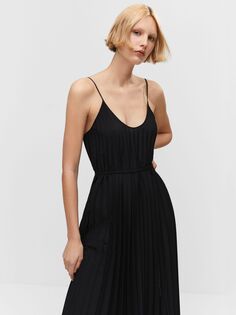 Плиссированное платье Mango Fortuny, черное