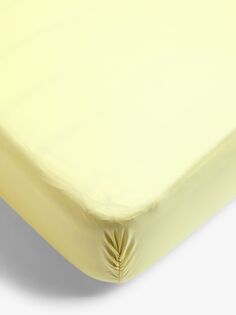Простыня на подкладке из хлопка John Lewis Grip, желтая, одинарная