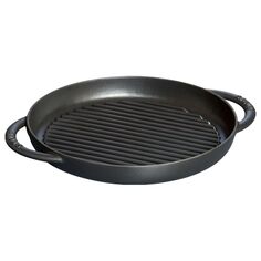 Чугунная круглая сковорода-гриль STAUB, черная, 22 см