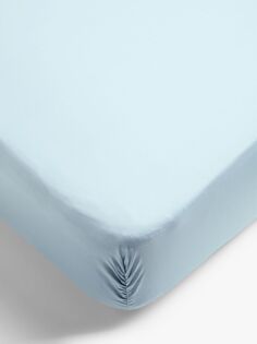 Простыня на подкладке из хлопка John Lewis Grip, синяя, одинарная