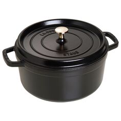 Кокотная круглая чугунная кастрюля STAUB, черная, 20 см