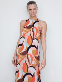 Платье макси с абстрактным рисунком Mango Pepa, разноцветный