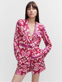 Блузка с абстрактным принтом Mango Pinkie, ярко-розовый/мульти