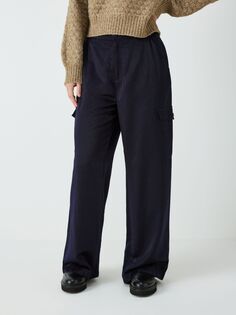 John Lewis Anyday однотонные атласные брюки карго темно-синего цвета