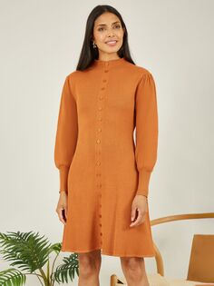 Вязаное платье миди на пуговицах Yumi, ярко-оранжевый