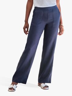 Широкие брюки из льна Pure Collection, темно-синие