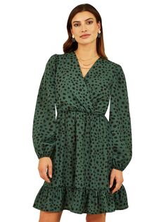 Мини-платье Mela London с принтом далматин, зеленый Yumi