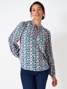 Блузка с длинными рукавами и цветочным принтом Crew Clothing Orla, Бирюзовый/Мульти