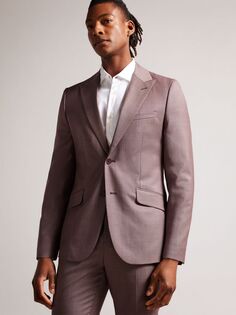 Шерстяной пиджак приталенного кроя Byronj Ted Baker, светло-розовый