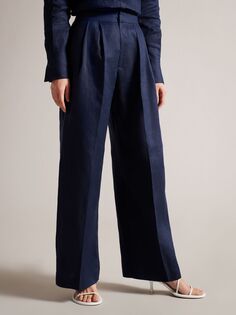 Широкие льняные брюки Ted Baker Lucihh, темно-синие