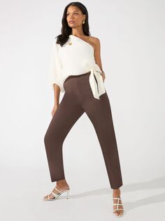 Ro&amp;Zo Petite Приталенные брюки с боковой молнией, коричневые Ro&Zo
