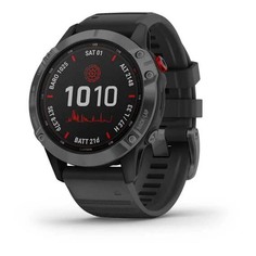 Умные часы Garmin Fenix 6 Pro Solar, темно-серый с черным ремешком