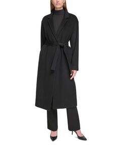 Женское однобортное пальто с запахом Calvin Klein, черный