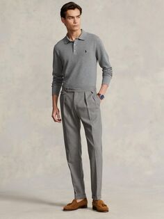 Polo Ralph Lauren Трикотажная рубашка-поло с длинными рукавами, цвет Серый вереск
